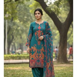 Ready Made Pure dubai silk Digital Print Three Piece