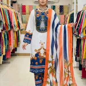 Ready Made Pure dubai silk Digital Print Three Piece