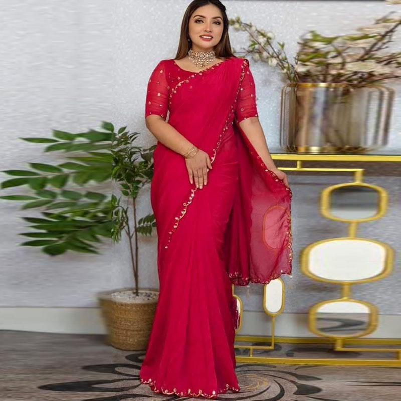 1762608125_L_6 Semi Moslin Sharee with Blouse Piece